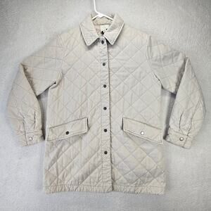 Joie Jacket Womens S Oversized Tan Quilted Snap Closure Shacket Barn Chore